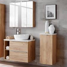 Badmobel Set In Wotaneiche Nb Weiss Hochglanz B H T Ca 135 190 48cm Materialdaten Oberflachen Front Gaste Wc Modern Aufsatzwaschbecken Badezimmer Tisch