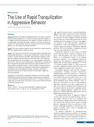 The Use Of Rapid Tranquilization In Aggressive Behavior