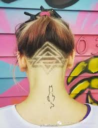 16super cool pixie with edgy tramlines. Long Hair Nape Undercut Undercut Designs Women Undercut Bob Hairstyles Bob Hairstyles Hair Tattoo Long Hair