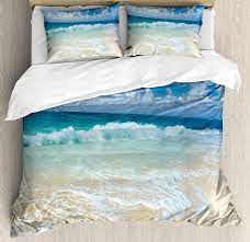 We also have cool accessories, wall art and home décor, too! Wave Queen Size Duvet Cover Set By Ambesonne Beach Foamy Waves Empty Sea Shore Holiday Theme Serene Coastal Bedding Set Bedding Sets Aliexpress