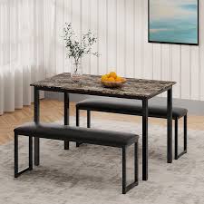 See more ideas about dining nook, kitchen banquette, kitchen nook. Buy Homooi Faux Marble Dining Table Set For Dining Room Padded Bench Top And Metal Frame Suitable For Breakfast Nook Living Room Small Space Black And Brown Online In Vietnam B09b3fth61
