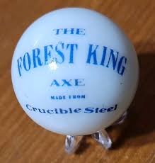 FOREST KING AXE MARBLE TOOL HATCHET ADVERTISING 1" SHOOTER SZ COLLECTOR