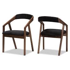 Baxton Studio Mid Century Black Dining Chair 2 Piece Set In 2020 Black Dining Chairs Solid Wood Dining Chairs Midcentury Modern Dining Chairs