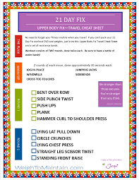 21 day fix upper body fix workout pdf a travel cheat sheet