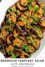 Eggplant Salad With Delicious Moroccan Chermoula Dressing Is Made With Roasted Eggplant Slices Yo Low Carb Eggplant Recipes Low Calorie Vegan No Calorie Foods