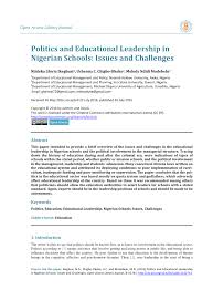 Pdf Politics And Educational Leadership In Nigerian Schools Issues And Challenges