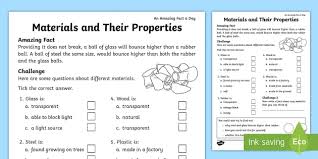 free materials and their properties ks1 worksheets science resources