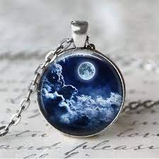 Full Moon Necklace Night Sky Storm Cloud Moon Jewelry Etsy Full Moon Necklace Moon Jewelry Space Jewelry