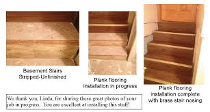• be sure to have all finish pieces necessary, including new quarter round, stair nosing, etc. Self Adhesive Vinyl Floor Planks On Staircase Installation