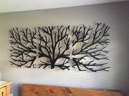 Metal Wall Art Decor 3d Sculpture 3 Piece Tree Brunch Modern Etsy Metal Tree Wall Art Metal Wall Art Decor Modern Fireplace Decor