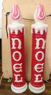 Pair Vintage Empire Blow Mold Noel Christmas Candles Yard Lights Red Works Christmas Candles Vintage Christmas Lights Blow Molding