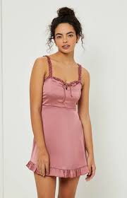 La Hearts Ruffle Satin Tie Front Mini Dress At Pacsun Com In 2020 Mini Dress Dresses Kendall And Kylie Clothing