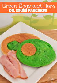Dr Seuss Inspired Green Eggs Ham Pancakes Green Eggs And Ham Fun Kids Food Green Eggs