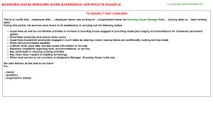 How does a startup business plan template differ from a template for an existing business? Boarding House Manager Experience Certificates