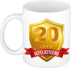 Bol Com Gouden Wapen 20 Jaar Mok Beker Verjaardag Jubileum Cadeau 20 Jaar Getrouwd