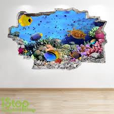 Tropische Fische Wand Aufkleber 3d Look Dolphin Bullauge Ozeanstrand Schlafzimmer Lounge Z235 Porthole Wall Decal Wall Stickers 3d Animal Wall Decals