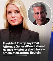 Trump was asked today in front of the White House whether U.S. Attorney  General Pam Bondi had told Trump that he was cited in the Epstein  documents. He responded: “No, no.” Trump