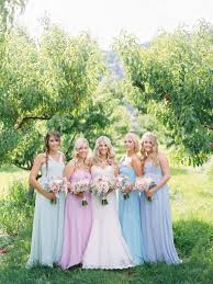 Orchard Wedding From Ryan Ray Photography Pastel Bridesmaids Pastel Bridesmaid Dresses Pastel Wedding