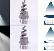 Spiral nozzle spray and spray pattern detail with hollow and ...