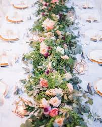 Greenery Garland Table Runner Floral And Greenery Runner Lush Greenery Runner Geometric Votive Holders We Greenery Runner Wedding Table Floral Table Runner