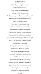 A Poem About Tomorrow The Ending Of A Day And The Beginning Of Another Poems About Food Poems Words