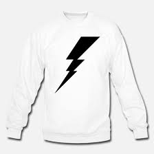 Black And White Lightning Bolt Sweater Lightning Bolt Logo Crewneck Sweatshirt White
