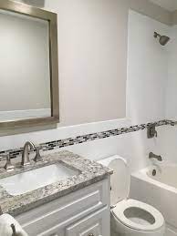 The best paint colors for kitchen cabinets kitchn. Benjamin Moore Balboa Mist On Walls White Ice Granite Vanity Top Small Bathroom Decor Granite Vanity Tops Bathroom Decor