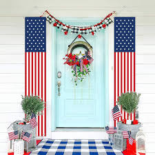 Contrary to some, patriotic porches have not gone out of style. Amazon Com Patriotic Decorations For Labor Day 4th Of July Decor Hanging American Flag Banners Stars And Stripes Porch Sign Fourth Of July Party Supplies Indoor Outdoor Red White Blue 2 Pcs Garden Outdoor