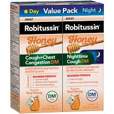 Robitussin Maximum Strength Honey Nighttime Cough Dm, Cough Medicine For  Adults Made With Real Honey For Flavor- 8 Fl Oz Bottle