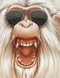 The Great White Angry Monkey Art Print By Dr Lukas Brezak Numbered Edition From 24 9 Curioos Monkey Art Monkey Illustration Retro Gaming Art