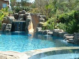 Waterfall And Slide For Pool Pool Landscaping Pool Water Slide Amazing Swimming Pools