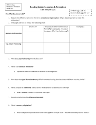 Reading Guide Sensation Perception
