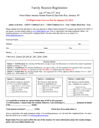 Beach family reunion invitation templates by canva. Family Reunion Registration Form Fill Online Printable Fillable Blank Pdffiller
