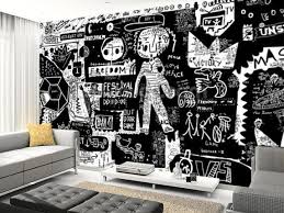 Bedroom Black And White Wall Mural Graffiti Black And White Wall Mural Living Room Preview Graffiti Room Black And White Wallpaper Black Painted Walls
