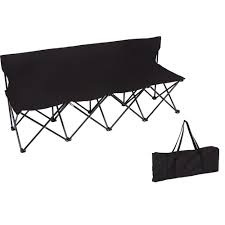 Trademark Innovations Portable 4 Seater Folding Black Team Sports Sideline Chair 4 Seater B The Home Depot Picnic Chairs Folding Bench Blue Chairs Living Room
