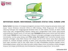 University putra malaysia ( upm ; Kenyataan Rasmi Daripada Ladang Tpu Pejabat Bursar Upm Facebook