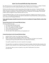 Reflection papers are quite different from ordinary research essays. Senior Year Personal Reflection Paper Instructions Saint Viator