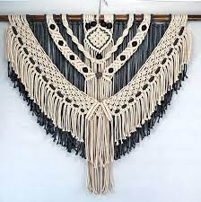 Macrame Wall Hanging For Your Home Decor Large Fiber Art Knotted Tapestry Beautiful Bedroom Art Rustic Farmhouse Decoration Valance In 2021 Macrame Wall Hanging Macrame Wall Hanging Patterns Large Macrame Wall Hanging