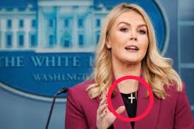 Incredible seeing Karoline Leavitt, the youngest person to serve as White  House Press Secretary, unapologetically wear a Christian cross during her  first press briefing. Jesus Christ is King. ✝️