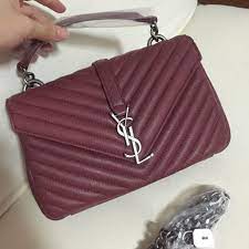 Ysl Saint Laurent Slp College Bag Deerskin Woman Bag Wine Red Color Ysl Bag Wine Red Color Bags