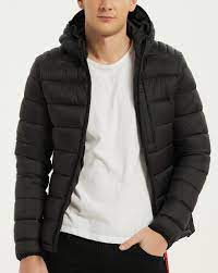 Veste à capuche avec zip et cordon. Veste Zippee Doudoune Noir Matelassee A Capuche Pour Homme