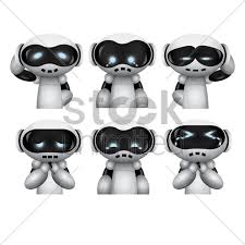 Black And White Cartoon Robot Head Robot With Different Expressions Vector Graphic Robot Design Character Design Modern Branding Logo