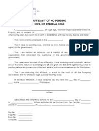 Affidavit Of No Pending Civil Or Criminal Case Bio Data Templates Read Online For Free