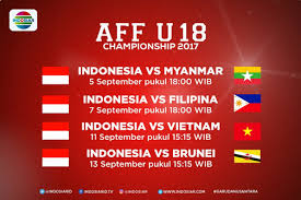Hasil imbang tersebut cukup menguntungkan bagi thailand yang akan menjadi tuan rumah pada semifinal leg kedua yang akan berlangsung di stadion rajamangala 5. Jadwal Siaran Langsung Timnas U18 Di Piala Aff U18 Myanmar 2017 Di Indosiar Info Artis Musik Dan Televisi