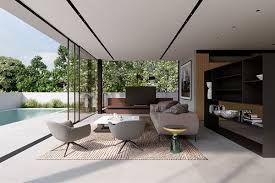 Dusk Time At The S5 House Garden Looking In Https Www Behance Net Gallery 56525541 S5 House 3d Render Architectur Interior Garden Luxury Interior House
