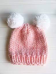 Knit Baby Beanie Newborn Double Pompom Hat Toque Handmade Etsy In 2021 Baby Hat Knitting Pattern Baby Hats Knitting Baby Hat Knitting Patterns Free