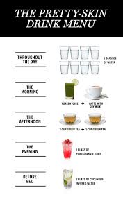 A 24 Hour Drink Menu For The Prettiest Skin Of Your Life Skin Drinks Drink Menu Pretty Skin