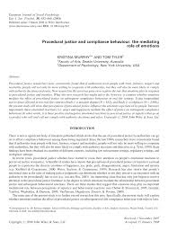 Menjalankan tugas sehingga akan mempermudah untuk mencapai tujuan organisasi yang telah ditetapkan. Pdf Procedural Justice And Compliance Behaviour The Mediating Role Of Emotions