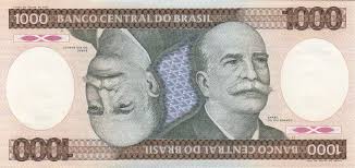 Exchange rate of brazilian cruzado , currency of brazil. Banknote Brazil 1000 Cruzeiros B Do Rio Branco Machinery 1986 Serial B 0772