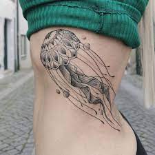 Animal Geometric Jellyfish Penumbra Tattoo On Rib Cage Waist Tattoos Hand Tattoos Ribcage Tattoo